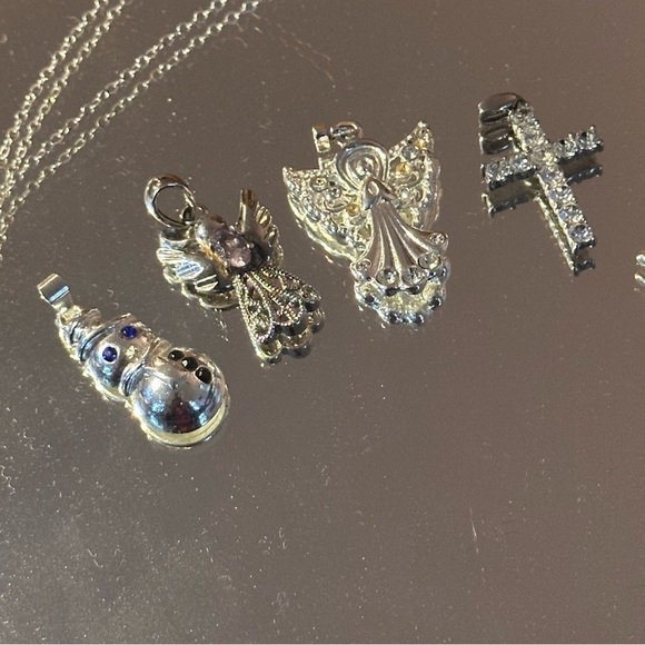 Holiday Necklace Collection Silver 16” Chain 7 Interchangeable Pendant Charms - Picture 3 of 5